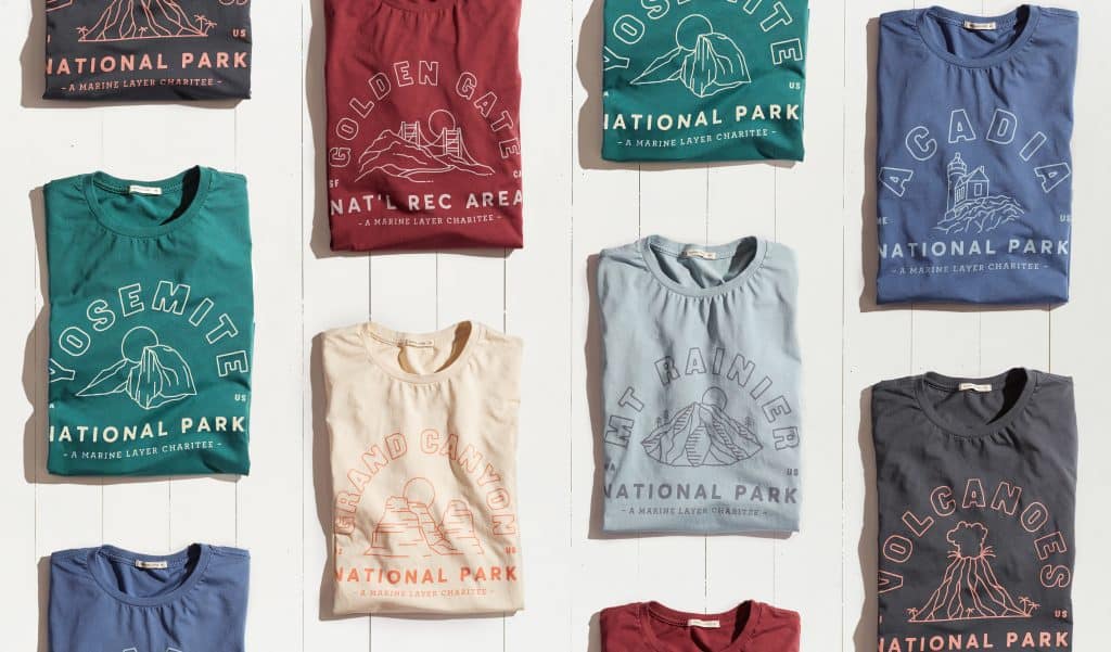 MARINE LAYER DEBUTS NATIONAL PARK FOUNDATION CHARITABLE T-SHIRTS